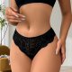 Black Lace Low-Rise Thong with Double Heart Hardware: Invisible Breathable Teen Underwear