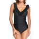 New solid color printed swimsuit with sexy ruffle edge one-piece swimsuit for women
