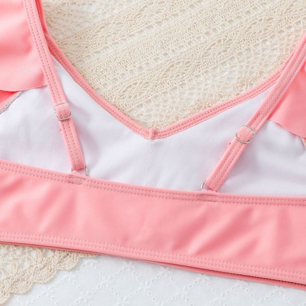 Children's swimsuit cute solid color printed bikini swimsuit