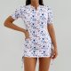 2025 new swimsuit women's printed short sleeved women's sports suit