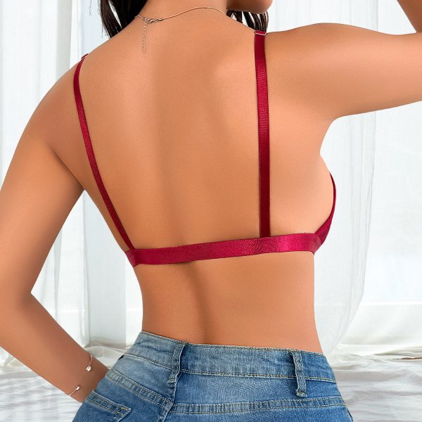 Hanging neck sexy lingerie backless lace hollow front button women's underwire bra
