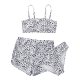 New children's swimsuit split print floral three piece shorts bikini