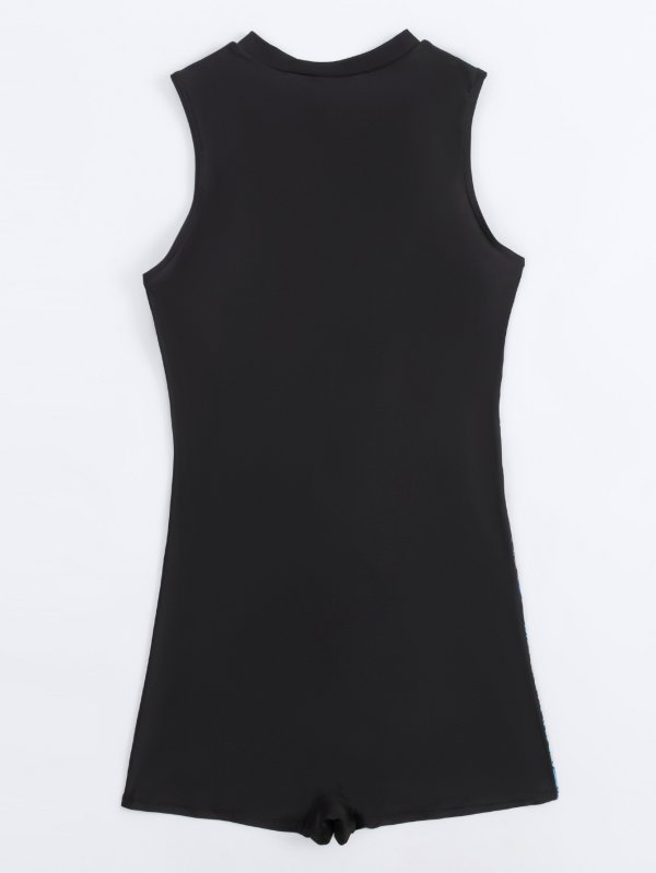 New one-piece printed spliced flat angle swimsuit for women's surfing wear