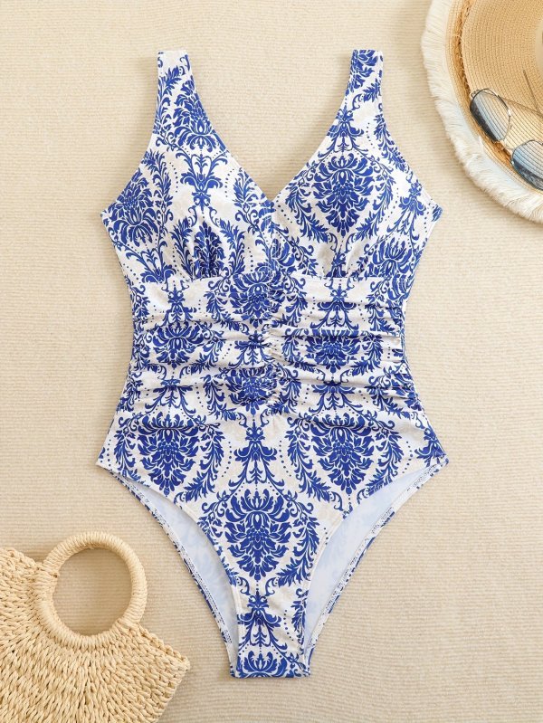 2026 popular bikini print backless one-piece swimsuit