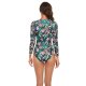 New one-piece swimsuit women's sexy sports long sleeved printed surfing swimsuit