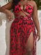 New bikini swimsuit plus size printed three piece swimsuit set