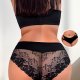 Black Plus-Size Boyshort with Lace Back: Breathable Women's Underwear
