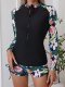 New swimsuit women's long sleeved split sports print swimsuit surfing suit set