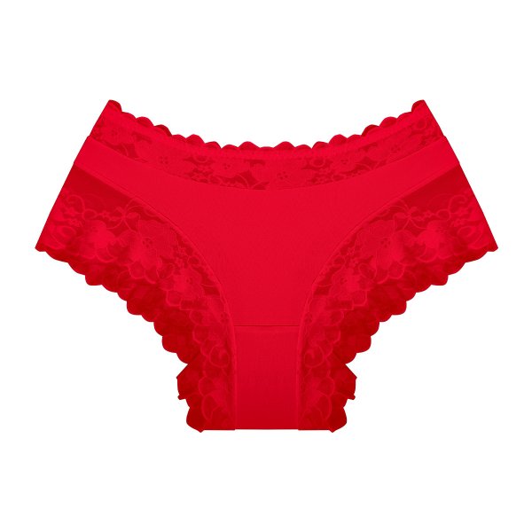 Black/Red/White Lace Boyshort: Lifting Seamless Women's Underwear