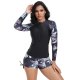 New split swimsuit printed two-piece long sleeved swimsuit women's set beach surfing suit