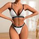 White & Black 'Sweet' Bralette & Thong Set: Low-Back Push-Up Lingerie