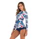 New long sleeved slim fit bikini printed sun protection suit for women's swimsuit