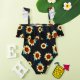 New printed ruffle edge children's swimsuit, girls' printed one-piece swimsuit