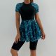 New Split Swimsuit Women's Conservative Sports Short Sleeve Skirt Printed Splicing Surfing Suit