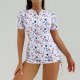 2025 new swimsuit women's printed short sleeved women's sports suit