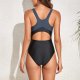 New one-piece swimsuit color blocking sports tight fitting conservative racing swimsuit for women