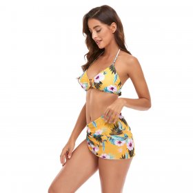 Sexy three piece printed mesh swimsuit women's bikini swimsuit