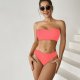 New solid color hollow chest wrapped split swimsuit sexy bikini two-piece set