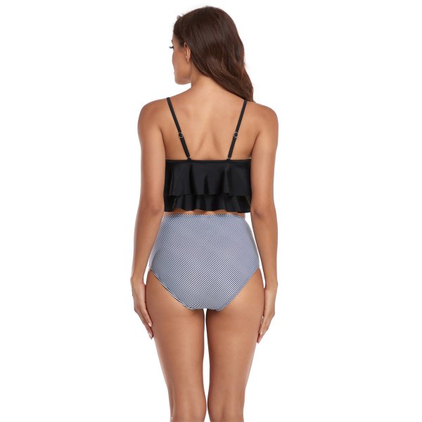 New women's swimsuit double-layer lotus leaf high waist split swimsuit bikin