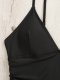 New one-piece black tight conservative V-neck camisole swimsuit for women