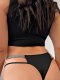 Black Plus-Size Thong with Glitter Straps: Breathable Teen Underwear (1XL-4XL)