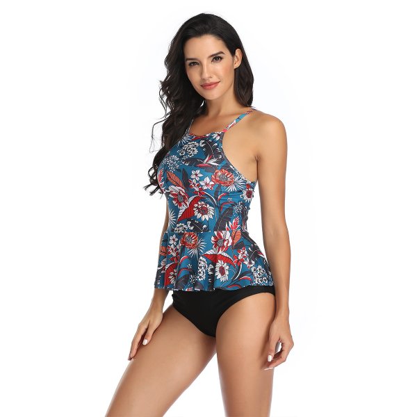 New swimsuit women's printed bikini split skirt style slimming conservative swimsuit