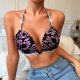 Glitter-Accented Floral Lace Halter Bralette