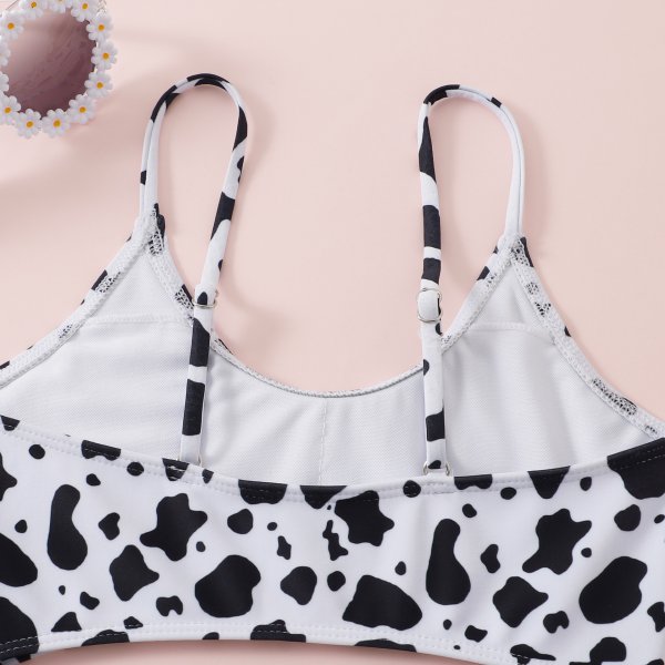 New hollowed out cow print one-piece swimsuit for girls