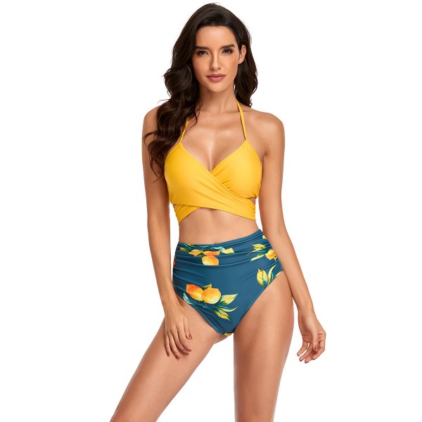 New sexy bikini set with bandage and split high waist swimsuit