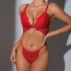 Red Lace Halter Lingerie Set: Push-Up Low-Back Pure Desire Style