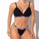 Black Ribbed Sport-Band Bralette & Thong Set: Low-Back Push-Up 辣妹 Lingerie (S-XL)