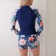 New split swimsuit printed long sleeved women's surfing suit