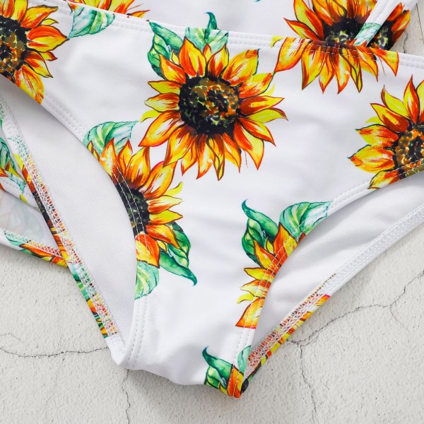 New children's swimsuit split print floral three piece shorts bikini