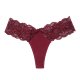 Women's thong sexy perspective mid waist hollow lace underwear thin and transparent
