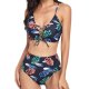 New swimsuit women's V-neck tie dye printed sexy high waist split bikini