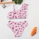 New children's swimsuit with printed ruffle edges, cute swimsuit