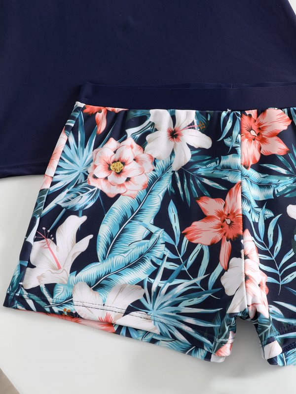 New split swimsuit printed long sleeved women's surfing suit