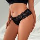 Black Lace Plus-Size Thong: Breathable Teen Underwear (1XL-4XL)