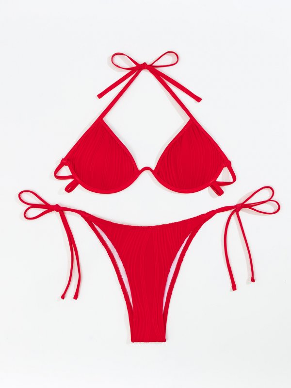 New sexy swimsuit solid color steel support style bikini set for women