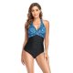 New one-piece swimsuit solid color printed tight conservative swimsuit for women