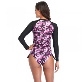 Sports conservative long sleeved surfing suit diving split swimsuit women's slim fit swimsuit
