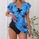 New printed fashionable one-piece skirt conservative Tankini swimsuit for women