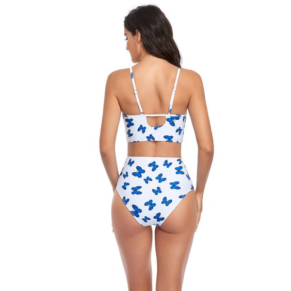 New swimsuit women's V-neck tie dye printed sexy high waist split bikini