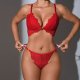 Red Lace Halter Lingerie Set: Push-Up Low-Back Pure Desire Style