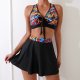 New swimsuit three piece printed fashionable sexy skirt style bikini women's swimsuit