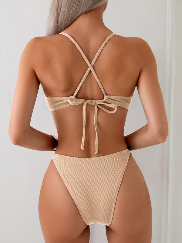 Three point bikini swimsuit, women's seaside sexy bikini