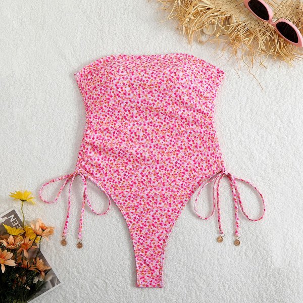 Women's new sexy conservative triangle one-piece strapless swimsuit