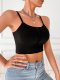 Black Ribbed Lace-Up Cami Bralette (Full Cup, Luxe Style)