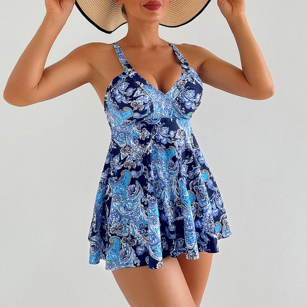 New swimsuit women's skirt style printed Tankini set