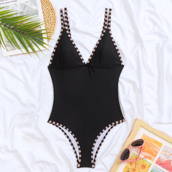 New one-piece swimsuit black tight conservative swimsuit for women